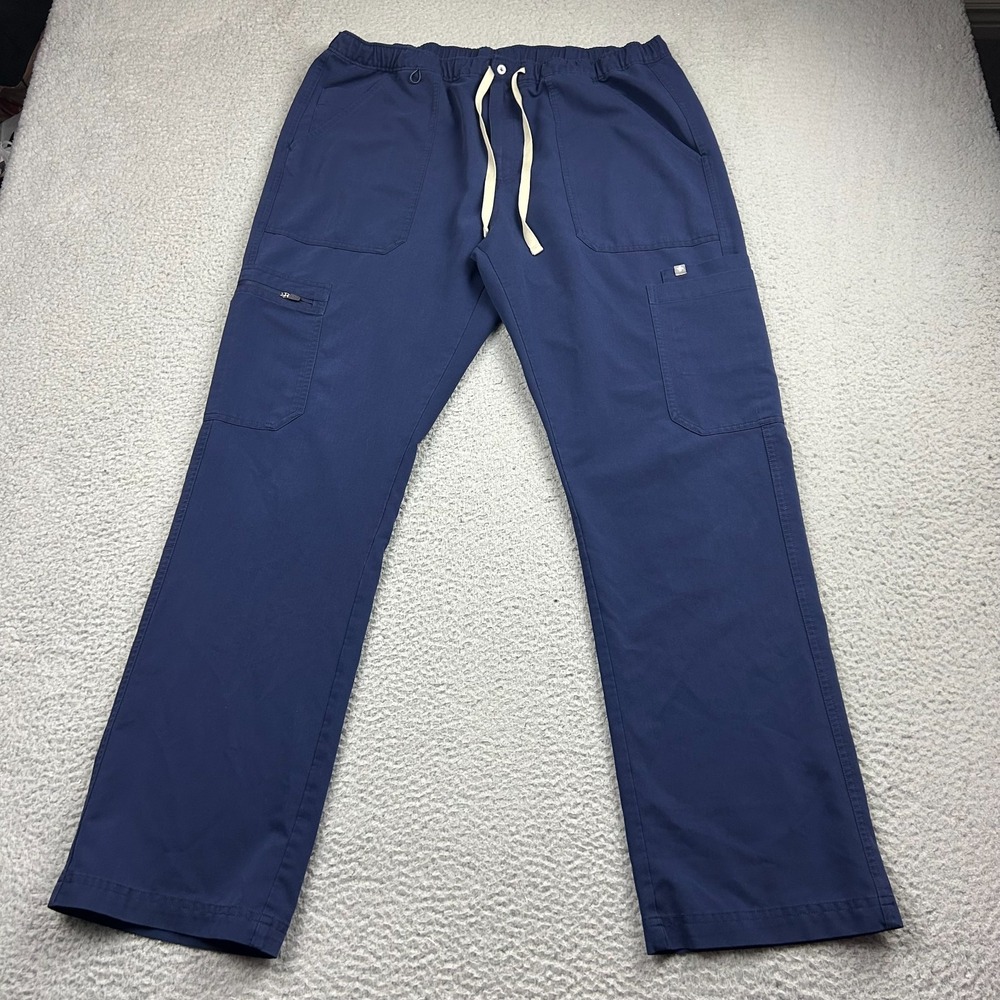 Figs Cairo Cargo Scrub Pants Mens XL Blue TM3001 Drawstring Medical